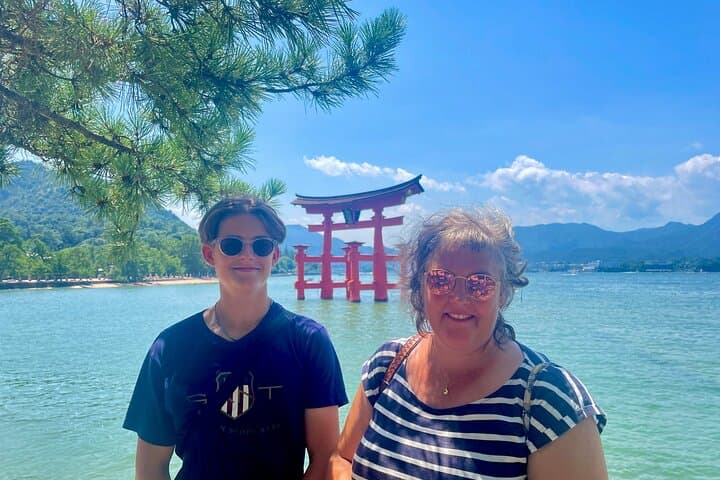 A view of the Otorii gate at Itsukushima shrine in summer